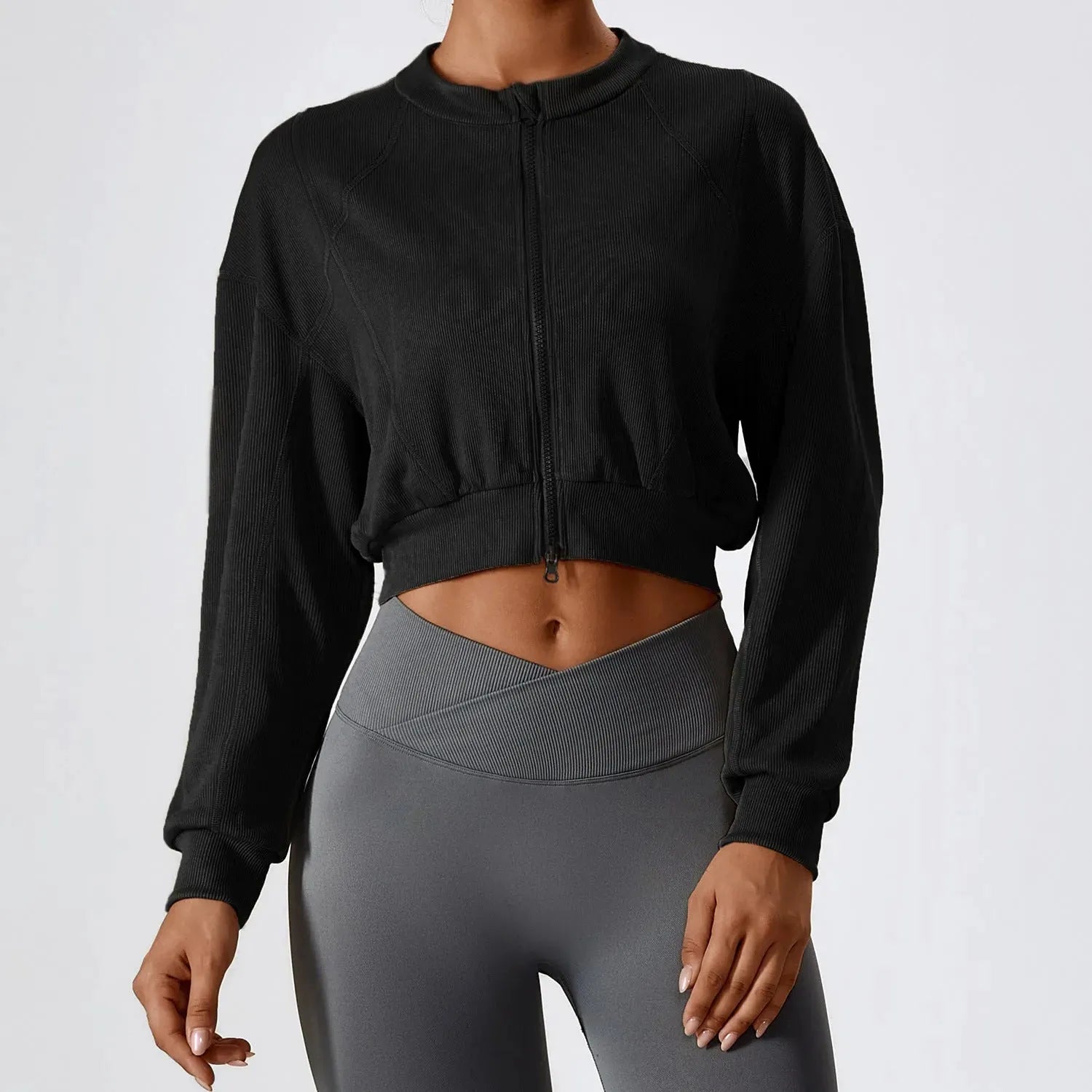 Double Zipper Loose Long Sleeve Sweatershirt Coat Thread - Bellarte Enchanté Double Zipper Loose Long Sleeve Sweatershirt Coat Thread